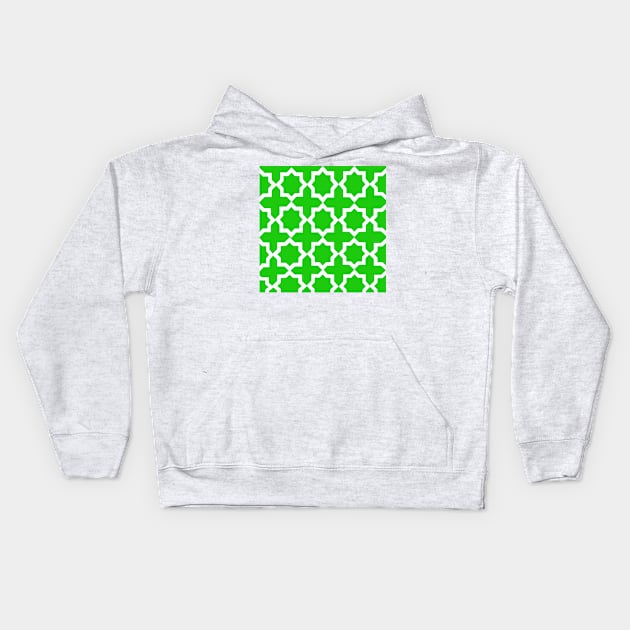 Green and White Lattice Design Pattern Kids Hoodie by Overthetopsm